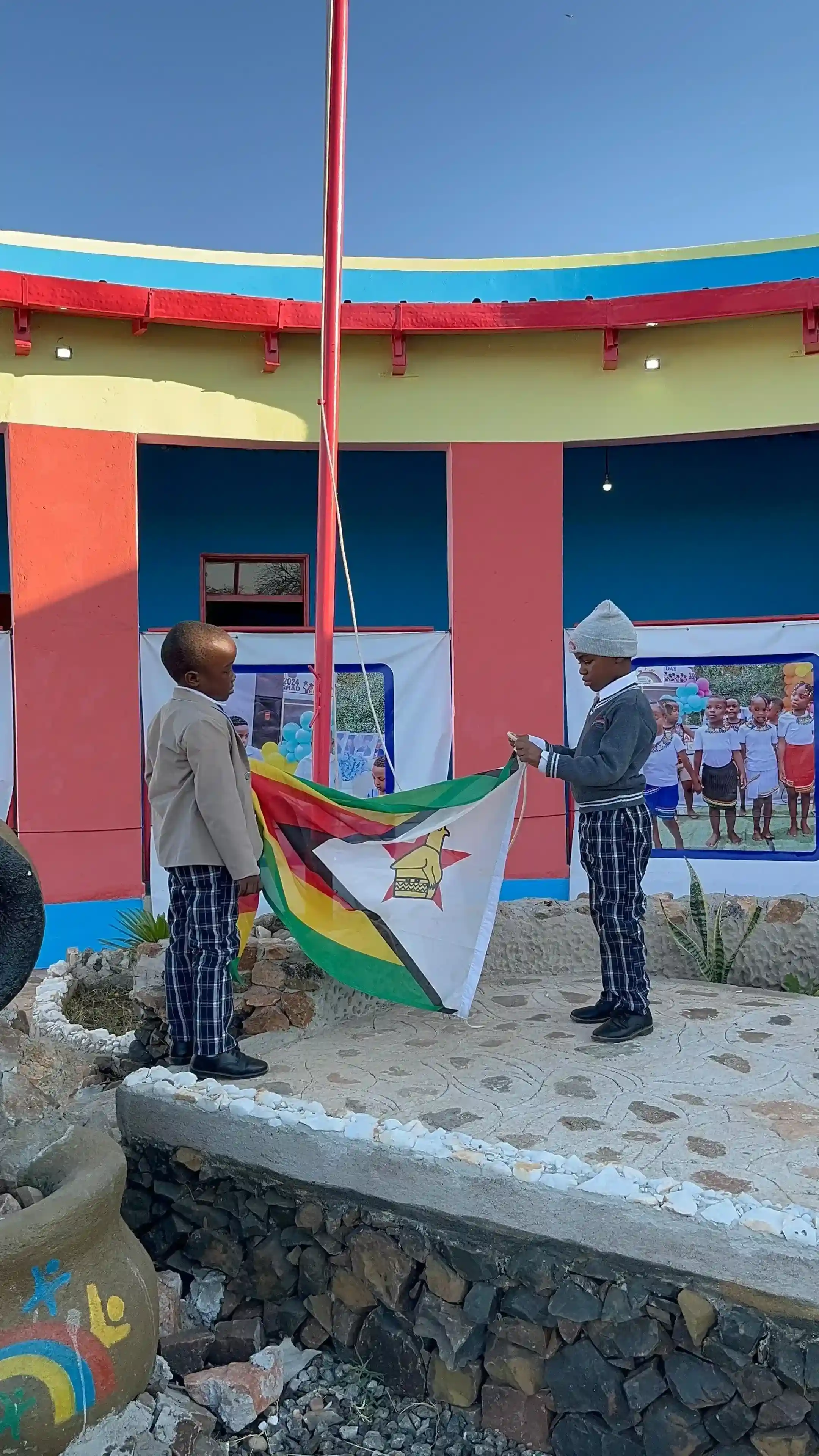 Flag raising ceremony at Sharell and Shalom Kids Centre